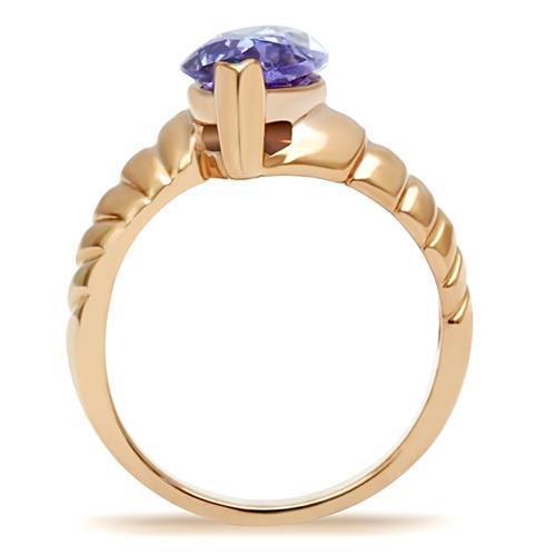 MAGL139 - IP Rose Gold(Ion Plating) Brass Ring with AAA Grade CZ  in Light Amethyst