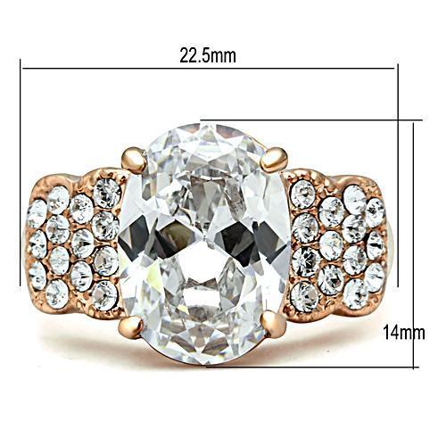 MAGL141 - IP Rose Gold(Ion Plating) Brass Ring with AAA Grade CZ  in Clear