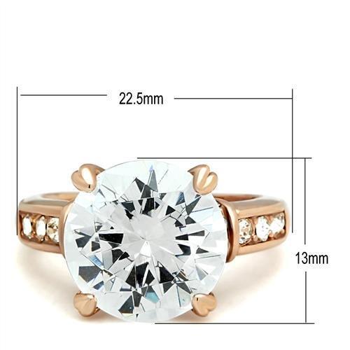 MAGL144 - IP Rose Gold(Ion Plating) Brass Ring with AAA Grade CZ  in Clear