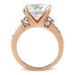 MAGL144 - IP Rose Gold(Ion Plating) Brass Ring with AAA Grade CZ  in Clear
