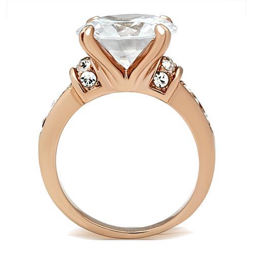 MAGL144 - IP Rose Gold(Ion Plating) Brass Ring with AAA Grade CZ  in Clear