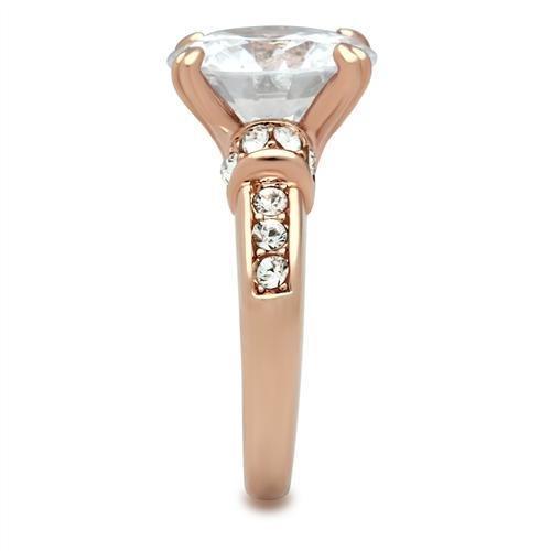 MAGL144 - IP Rose Gold(Ion Plating) Brass Ring with AAA Grade CZ  in Clear
