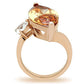 MAGL145 - IP Rose Gold(Ion Plating) Brass Ring with AAA Grade CZ  in Champagne