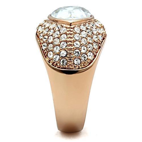 MAGL146 - IP Rose Gold(Ion Plating) Brass Ring with Top Grade Crystal  in Clear