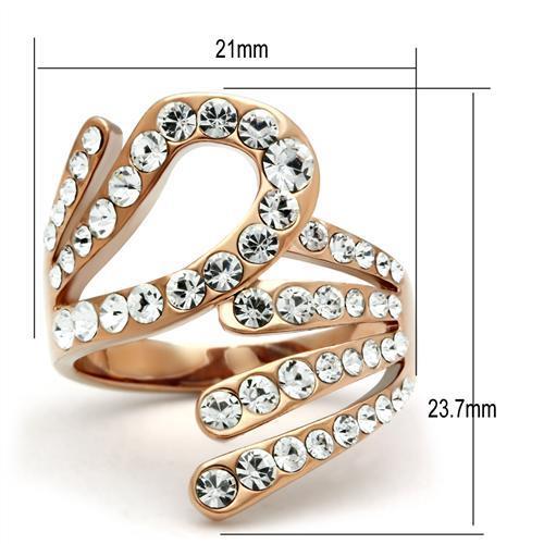 MAGL149 - IP Rose Gold(Ion Plating) Brass Ring with Top Grade Crystal  in Clear
