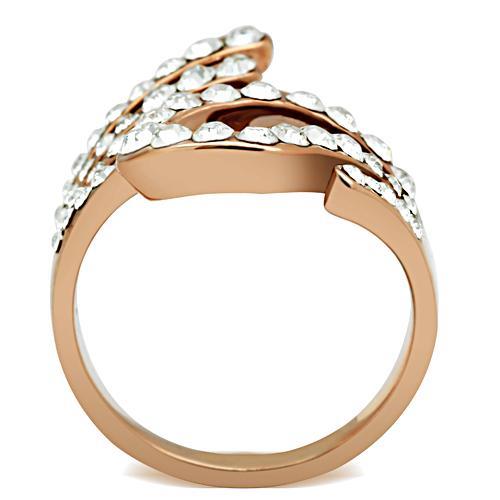 MAGL149 - IP Rose Gold(Ion Plating) Brass Ring with Top Grade Crystal  in Clear