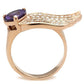 MAGL151 - IP Rose Gold(Ion Plating) Brass Ring with AAA Grade CZ  in Amethyst