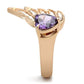 MAGL151 - IP Rose Gold(Ion Plating) Brass Ring with AAA Grade CZ  in Amethyst