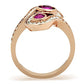 MAGL153 - IP Rose Gold(Ion Plating) Brass Ring with Top Grade Crystal  in Fuchsia