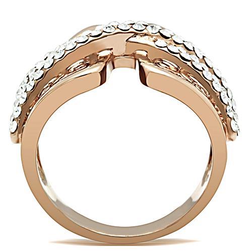 MAGL156 - IP Rose Gold(Ion Plating) Brass Ring with Top Grade Crystal  in Clear