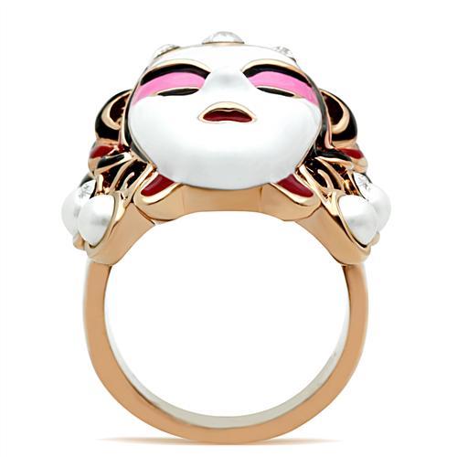 MAGL163 - IP Rose Gold(Ion Plating) Brass Ring with Top Grade Crystal  in Clear