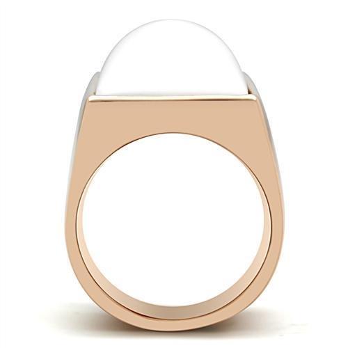 MAGL164 - IP Rose Gold(Ion Plating) Brass Ring with Synthetic Synthetic Stone in White