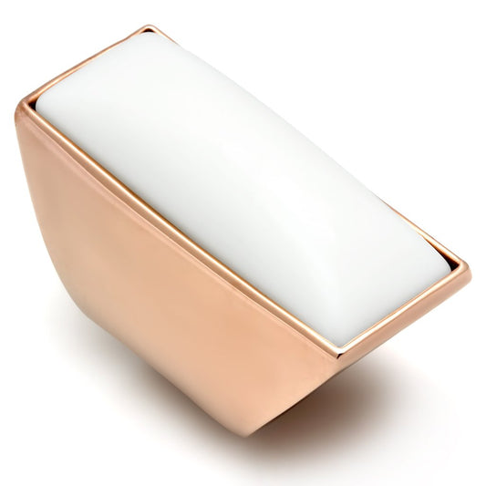 MAGL164 - IP Rose Gold(Ion Plating) Brass Ring with Synthetic Synthetic Stone in White