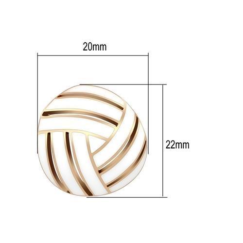 MAGL166 IP Rose Gold(Ion Plating) Brass Earrings with Epoxy in White