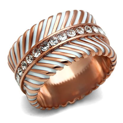 MAGL202 - IP Rose Gold(Ion Plating) Brass Ring with Top Grade Crystal  in Clear
