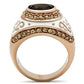 MAGL203 - IP Rose Gold(Ion Plating) Brass Ring with Synthetic Synthetic Glass in Brown