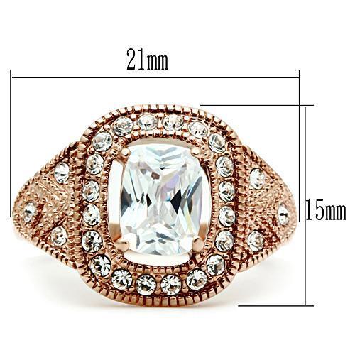 MAGL215 - IP Rose Gold(Ion Plating) Brass Ring with AAA Grade CZ  in Clear