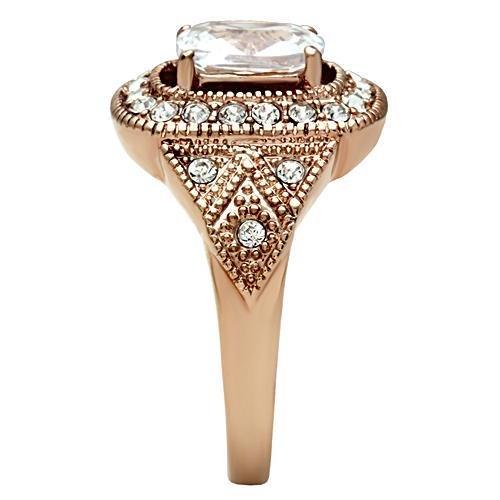 MAGL215 - IP Rose Gold(Ion Plating) Brass Ring with AAA Grade CZ  in Clear
