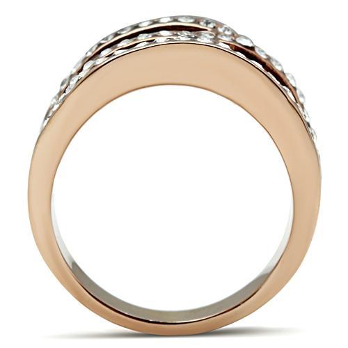 MAGL217 - IP Rose Gold(Ion Plating) Brass Ring with Top Grade Crystal  in Smoked Quartz