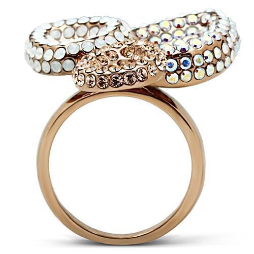 MAGL219 - IP Rose Gold(Ion Plating) Brass Ring with Top Grade Crystal  in Multi Color