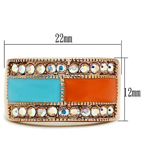 MAGL221 - IP Rose Gold(Ion Plating) Brass Ring with Top Grade Crystal  in Clear