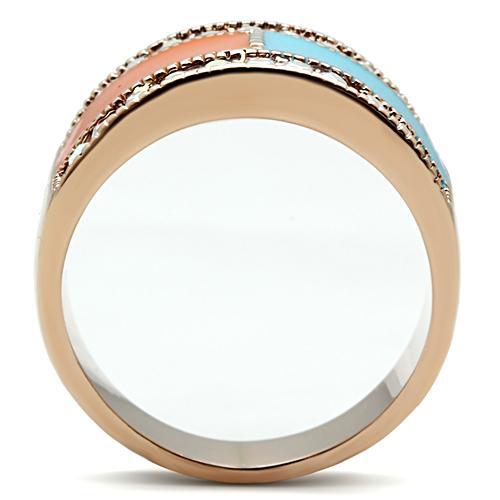 MAGL221 - IP Rose Gold(Ion Plating) Brass Ring with Top Grade Crystal  in Clear
