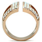 MAGL222 - IP Rose Gold(Ion Plating) Brass Ring with Top Grade Crystal  in Aurora Borealis (Rainbow Effect)