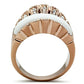MAGL223 - IP Rose Gold(Ion Plating) Brass Ring with Semi-Precious Agate in White
