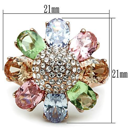 MAGL224 - IP Rose Gold(Ion Plating) Brass Ring with AAA Grade CZ  in Multi Color