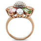 MAGL224 - IP Rose Gold(Ion Plating) Brass Ring with AAA Grade CZ  in Multi Color
