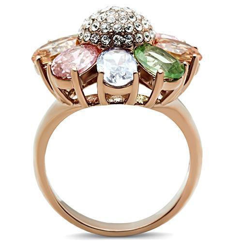 MAGL224 - IP Rose Gold(Ion Plating) Brass Ring with AAA Grade CZ  in Multi Color
