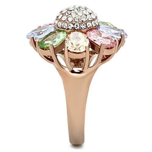 MAGL224 - IP Rose Gold(Ion Plating) Brass Ring with AAA Grade CZ  in Multi Color