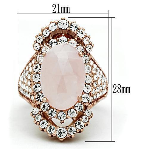 MAGL225 - IP Rose Gold(Ion Plating) Brass Ring with Precious Stone PINK CRYSTAL in Light Rose