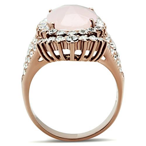 MAGL225 - IP Rose Gold(Ion Plating) Brass Ring with Precious Stone PINK CRYSTAL in Light Rose