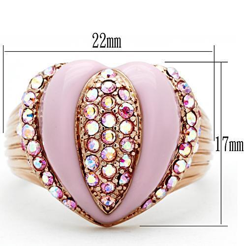 MAGL227 - IP Rose Gold(Ion Plating) Brass Ring with Top Grade Crystal  in Light Rose