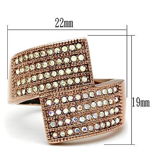 MAGL229 - IP Rose Gold(Ion Plating) Brass Ring with Top Grade Crystal  in Multi Color