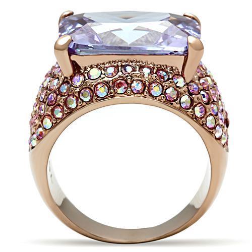 MAGL230 - IP Rose Gold(Ion Plating) Brass Ring with AAA Grade CZ  in Light Amethyst