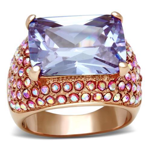 MAGL230 - IP Rose Gold(Ion Plating) Brass Ring with AAA Grade CZ  in Light Amethyst