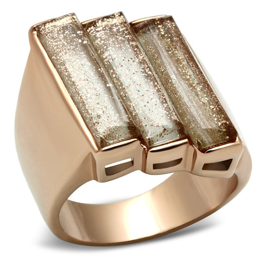MAGL231 - IP Rose Gold(Ion Plating) Brass Ring with Synthetic Spinel in Topaz