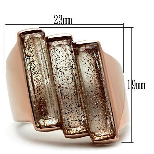 MAGL231 - IP Rose Gold(Ion Plating) Brass Ring with Synthetic Spinel in Topaz