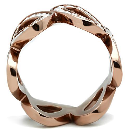 MAGL232 - IP Rose Gold(Ion Plating) Brass Ring with Top Grade Crystal  in Aurora Borealis (Rainbow Effect)