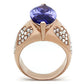 MAGL241 - IP Rose Gold(Ion Plating) Brass Ring with AAA Grade CZ  in Tanzanite