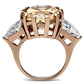 MAGL243 - IP Rose Gold(Ion Plating) Brass Ring with AAA Grade CZ  in Champagne