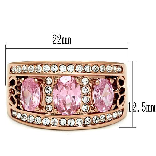 MAGL244 - IP Rose Gold(Ion Plating) Brass Ring with AAA Grade CZ  in Rose