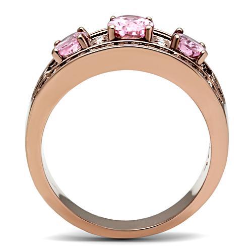 MAGL244 - IP Rose Gold(Ion Plating) Brass Ring with AAA Grade CZ  in Rose