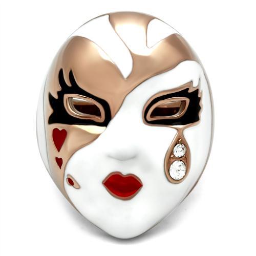 MAGL245 - IP Rose Gold(Ion Plating) Brass Ring with Top Grade Crystal  in Clear