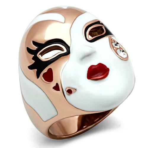 MAGL245 - IP Rose Gold(Ion Plating) Brass Ring with Top Grade Crystal  in Clear