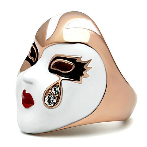 MAGL245 - IP Rose Gold(Ion Plating) Brass Ring with Top Grade Crystal  in Clear