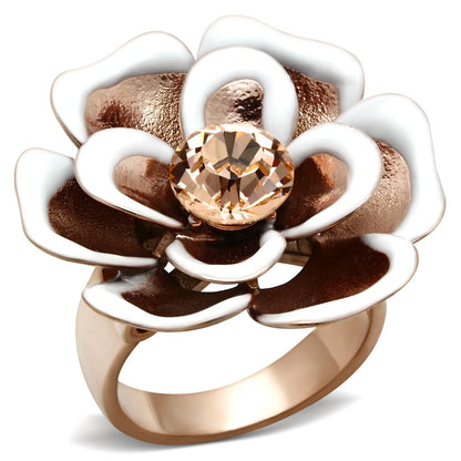 MAGL247 - IP Rose Gold(Ion Plating) Brass Ring with Top Grade Crystal  in Light Peach