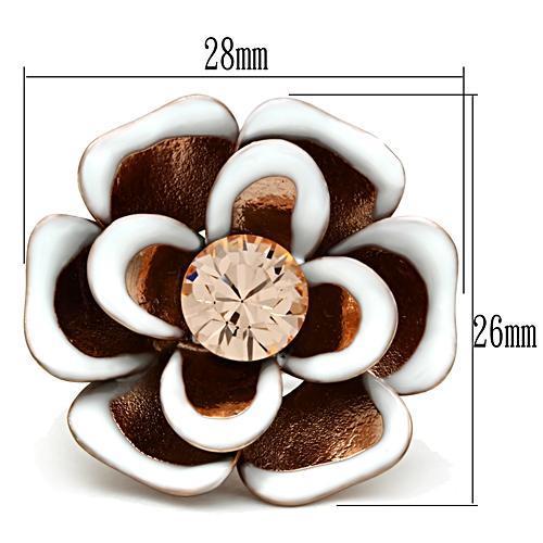 MAGL247 - IP Rose Gold(Ion Plating) Brass Ring with Top Grade Crystal  in Light Peach